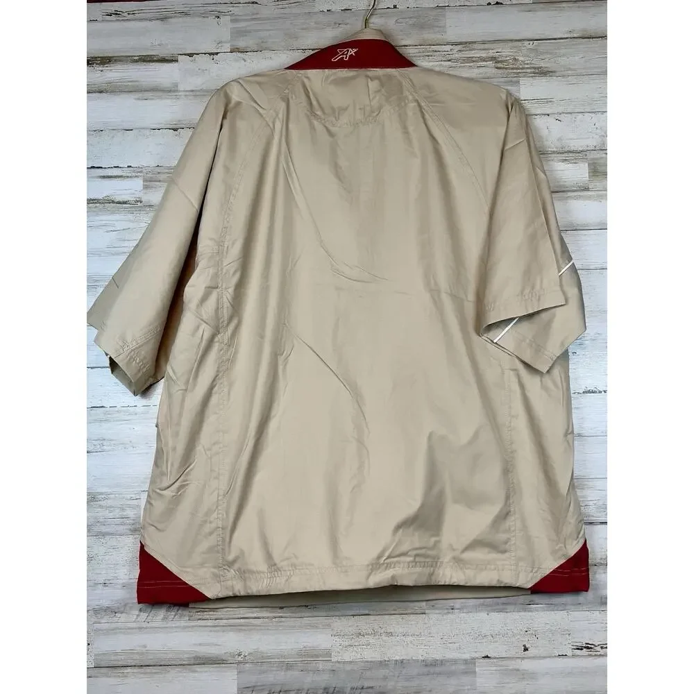 AHEAD 1/2 Zip NWT Pullover Short Sleeve Lg Rain Spill Resistant Beige Preppy
